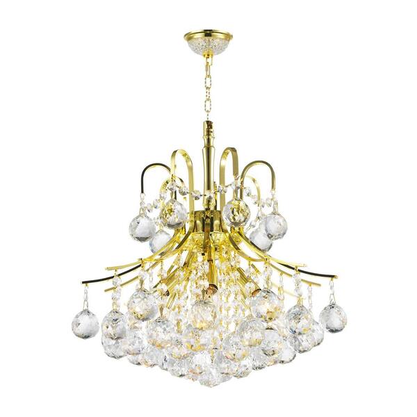 Worldwide Lighting Empire Collection 6-Light Polished Gold and Clear Crystal Chandelier