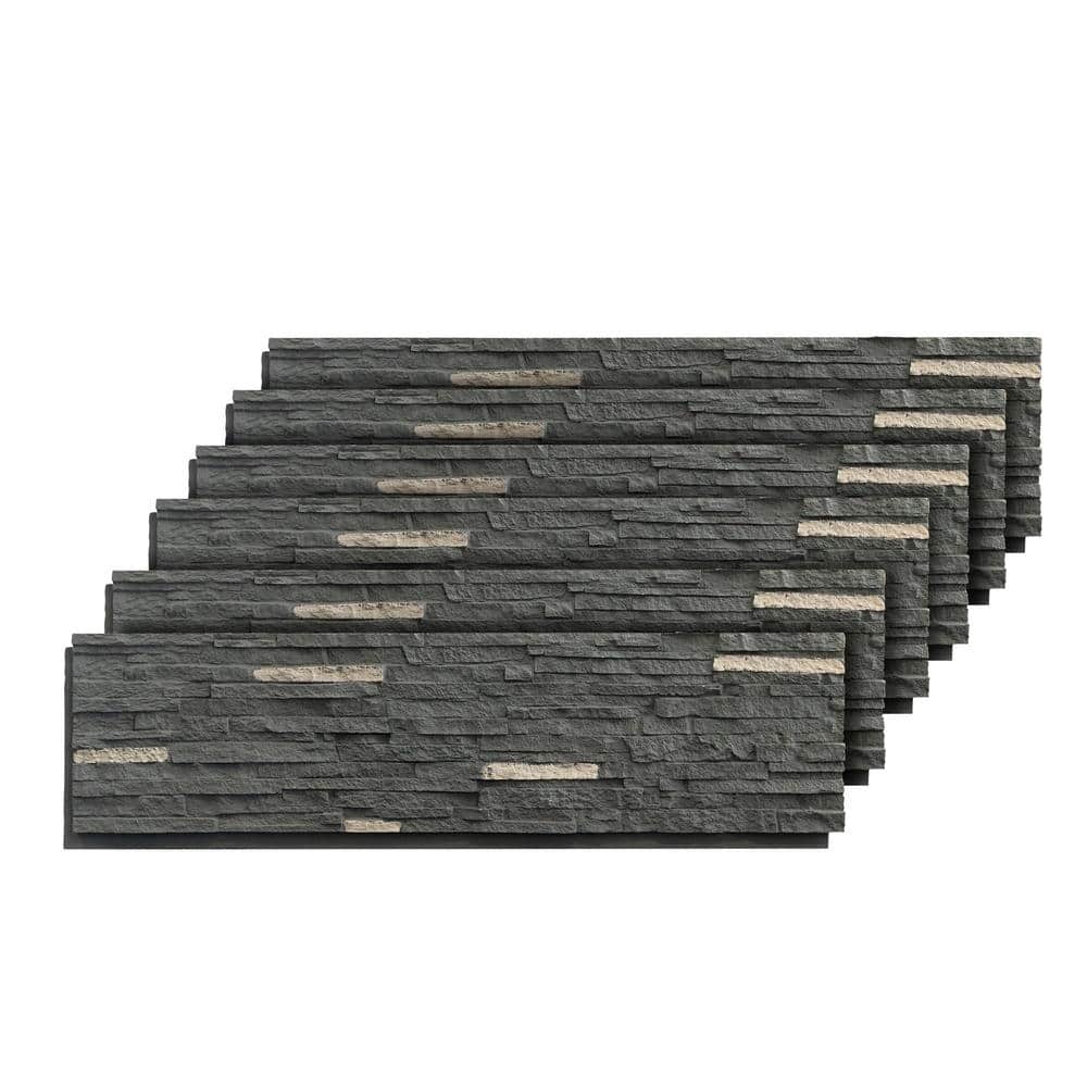 Tarzan Gray Faux Stone Polyurethane Decorative Wall Panels (6-Pack)