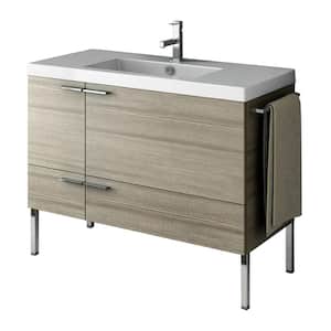 New Space 39 in. W x 17.7 in. D x 31.7 in. H Bathroom Vanity in Larch Canapa with Ceramic Vanity Top and Basin in White