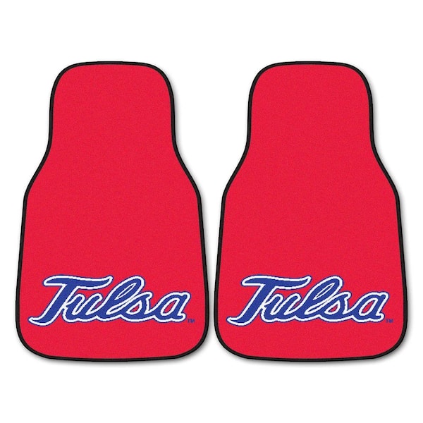 FANMATS NCAA University of Tulsa Heavy Duty 2-Piece 18 in. x 27 in. Nylon Carpet Car Mat