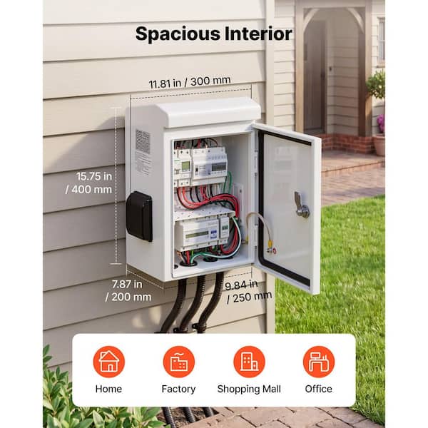16 in. x 12 in. x 8 in. Outdoor Electrical Enclosure Box IP65 Waterproof Steel Junction Box with Fan and Thermostat