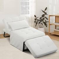 Unbranded 4 in-1 71 in. W Beige Folding Sherpa Fabric Twin Size Sofa Bed Convertible Chair Ottoman F-RX022PFBE