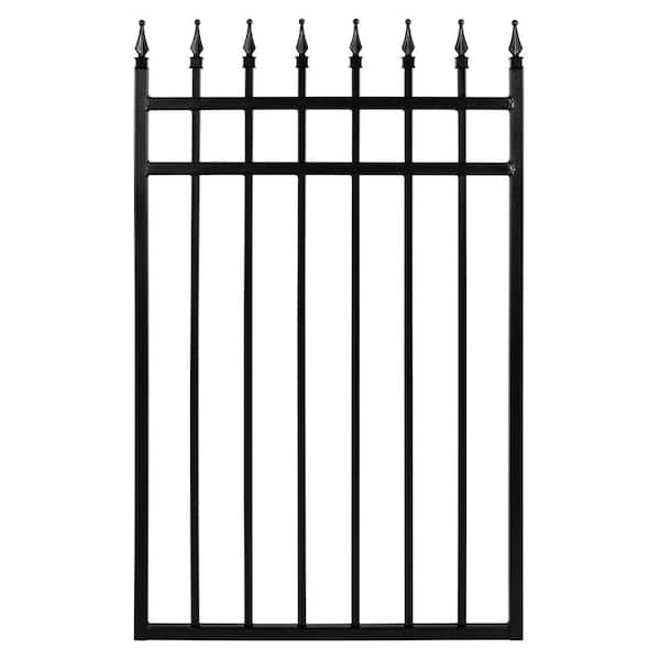 NUVO IRON 2.75 ft. x 3.83 ft. Tiger Eye Profile Black Iron Center Point Fence Gate