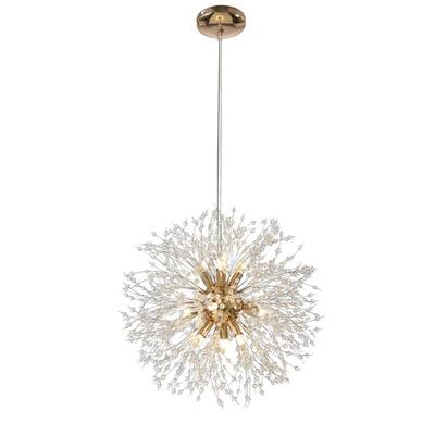 Rrtyo Barton 8 Light Gold Crystal, Sphere Light Fixture With Crystals