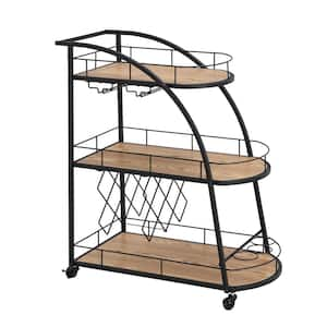 INDIAN DECOR. 45148 Classic Kitchen Serving Cart, Mobile Bar Cart Utility  Trolley Industrial Wood Metal Wine