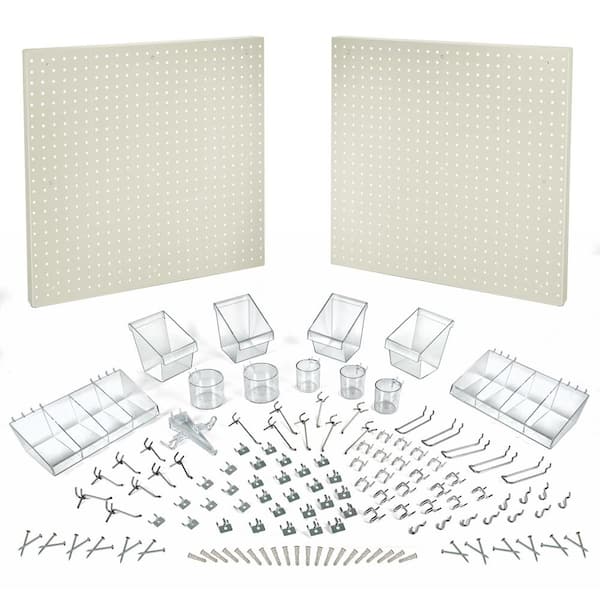 Azar Displays 24 in. H x 48 in. W White Pegboard Wall Organizer Kit with  Hooks and Bins for Garage Tools (125-Piece) 900988-WHT The Home Depot