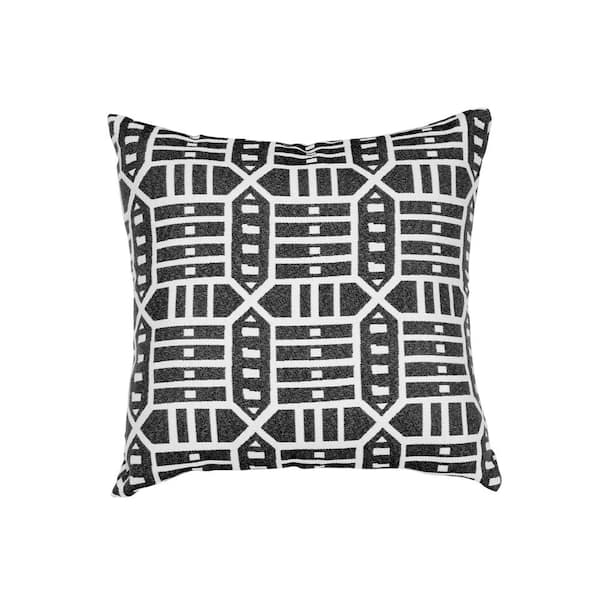 Astella Roland Charcoal Square Outdoor Accent Throw Pillow