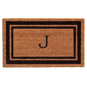 Black Border 36" x 72" Monogram Doormat (Letter J)