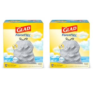 ForceFlex 13 Gal. Tall Kitchen Drawstring Fresh Clean Scent with Febreze Freshness Trash Bags (140-Count) (2 Boxes)