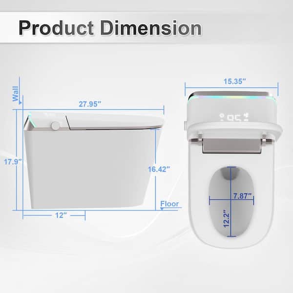 GIVING TREE Smart Toilet Bidet 1.28 GPF Elongated in White with