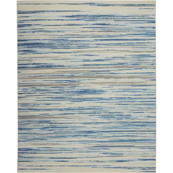 8 ft. x 10 ft. Blue and Gray Abstract Non Skid Area Rug