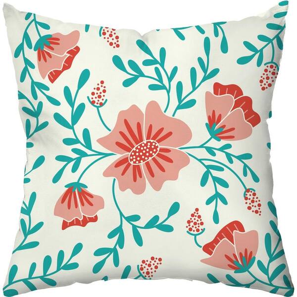 Checkerboard Lifestyle 18 in x 18 in Vintage Floral Holiday Pillow