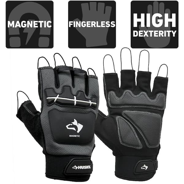 Husky Large Pro Fingerless Magnetic Mechanics Glove