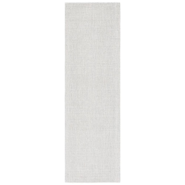 Abstract 2 ft. x 14 ft. Light Gray/Ivory Speckled Runner Rug