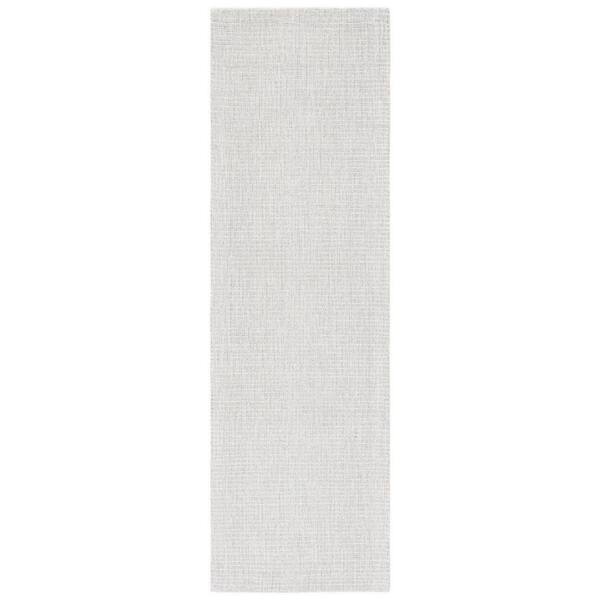 Abstract 2 ft. x 16 ft. Light Gray/Ivory Speckled Runner Rug