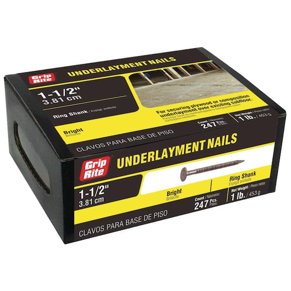 Grip-Rite #12-1/2 x 1-1/4 in. Bright Annular Thread Underlayment Nail (1 lb.-Pack)