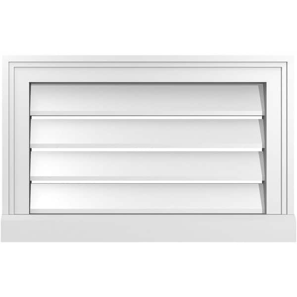 Ekena Millwork 22 in. x 14 in. Vertical Surface Mount PVC Gable Vent: Functional with Brickmould Sill Frame