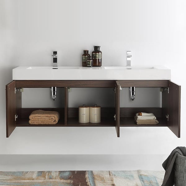 Walnut Floating Vanity & Shelf