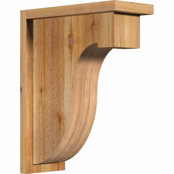 Ekena Millwork 6 in. x 14 in. x 18 in. Western Red Cedar Del Monte Rough Sawn Corbel with Backplate