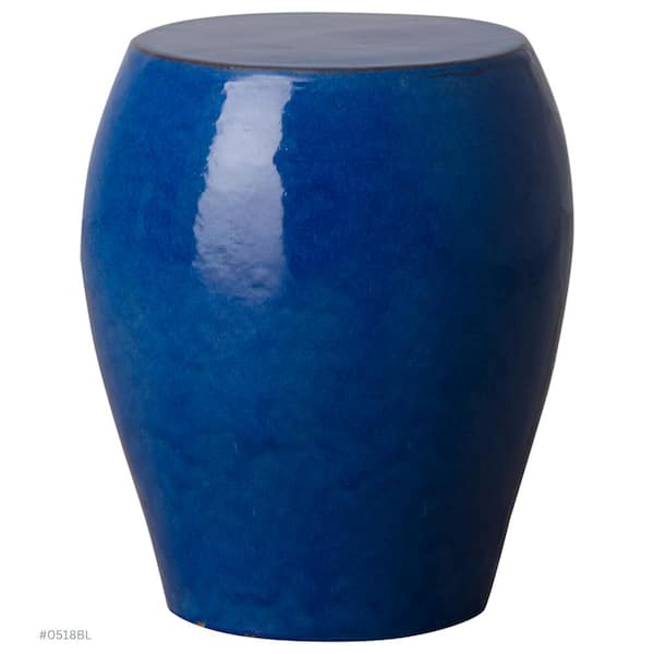 Emissary Seiji 18 in. H Blue Round Ceramic Garden Stool