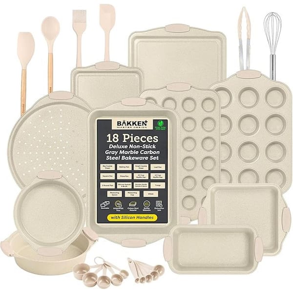BakkenMaster 18-Piece Bakeware Set - White Marble