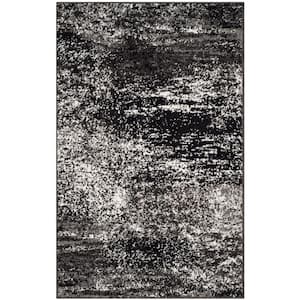 Adirondack Silver/Black 3 ft. x 4 ft. Solid Distressed Area Rug