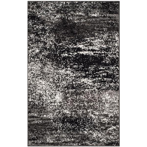SAFAVIEH Adirondack Silver/Black Doormat 3 ft. x 4 ft. Solid Distressed Area Rug