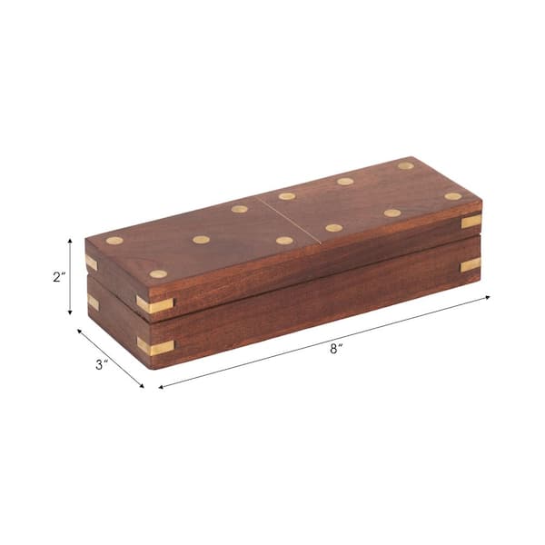 Liv & Skye Brown 8 in. x 2 in. Wood Solid Domino Game Set with