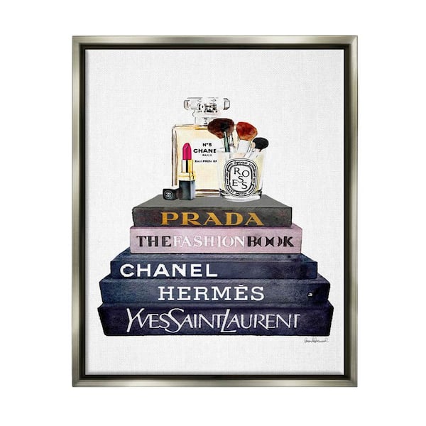 The Stupell Home Decor Collection Glam Fashion Book Set With Makeup by Amanda Greenwood Floater Frame Culture Wall Art Print 17 in. x 21 in.