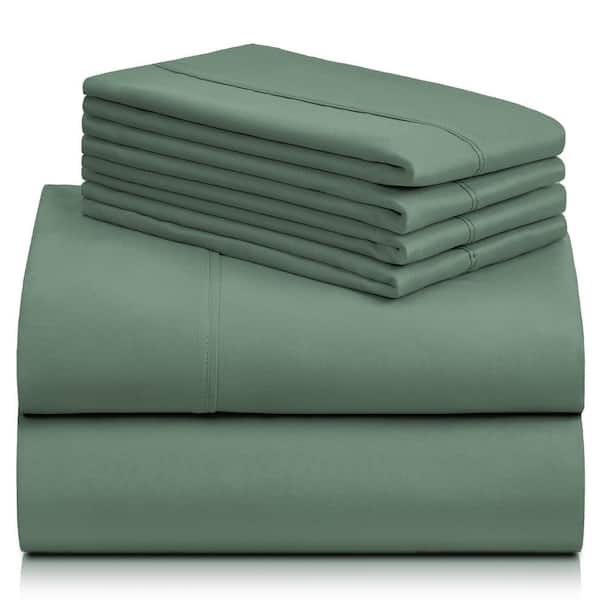 Angel Sar 6-Piece Tree Moss Green Microfiber Breathable Luxury Silky Soft Queen Sheet Set with 18 in. Deep Pockets for Hotel