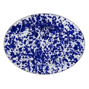 Cobalt Swirl 12 in. x 16 in. Enamelware Oval Platter
