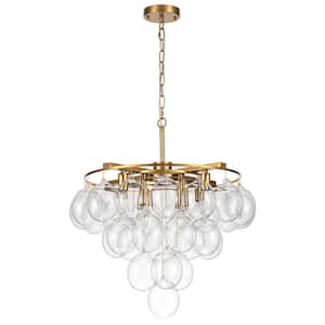 8-Lights Modern/Contemporary Gold Tiered Chandelier with Oval Shape Clear Glass Accents