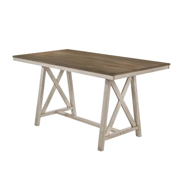 NEW CLASSIC HOME FURNISHINGS New Classic Furniture Somerset Vintage White Wood Trestle Counter Table Seats 6 D2959 12