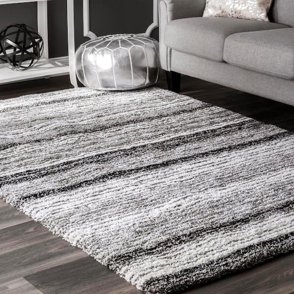 Drey Ombre Shag Gray Multi Doormat 3 ft. x 5 ft. Area Rug
