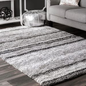 Drey Ombre Shag Gray Multi 6 ft. x 9 ft. Oval Rug