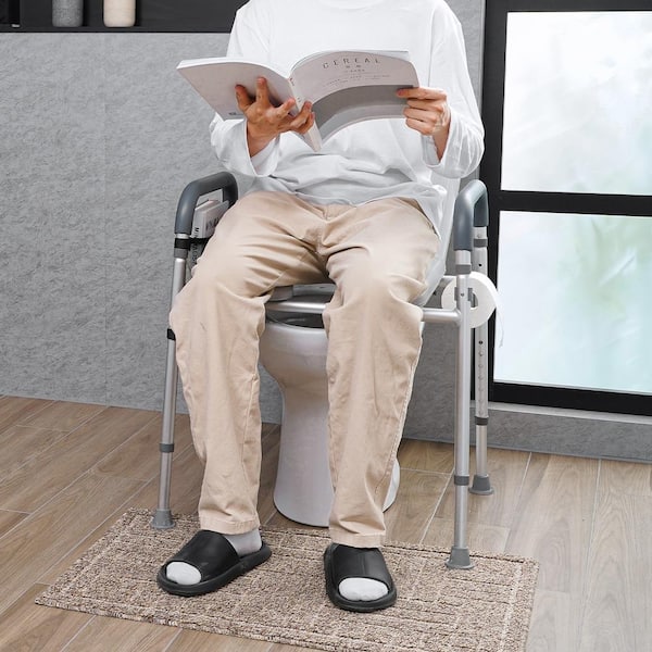 Raised Toilet Seat 7-Position Height Adjustment 350 lbs. Capacity Padded Aluminum Frame non-Electric Waterless Toilet
