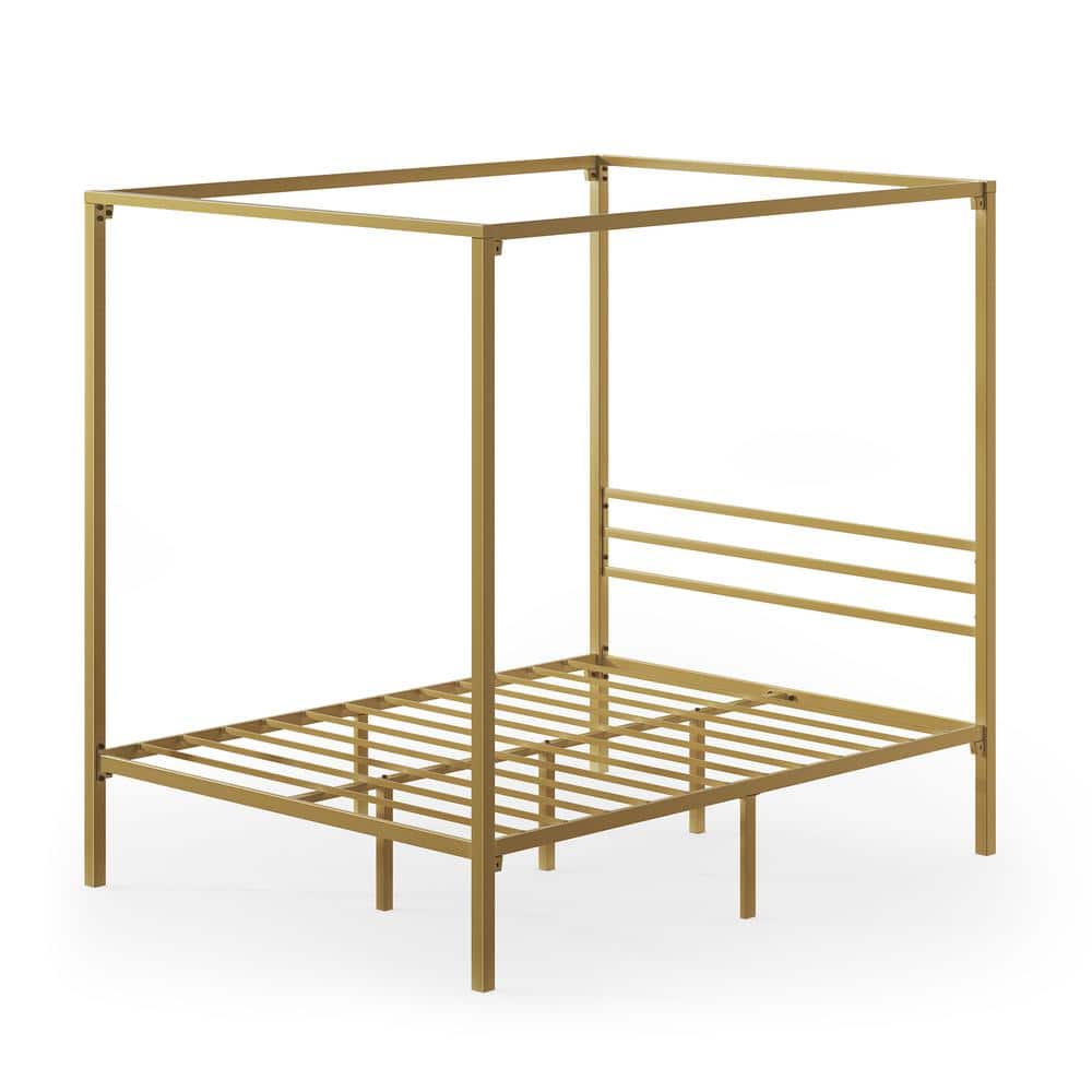 Patricia Gold Metal Queen Canopy Platform Bed Frame with Headboard