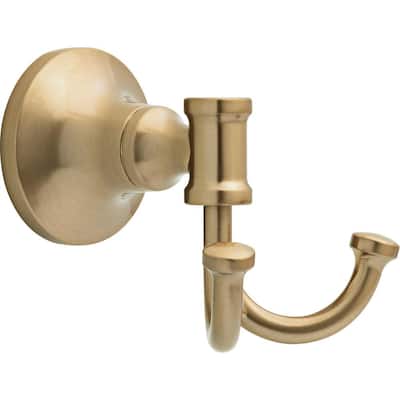 Chamberlain Wall Mount Double J-Hook Towel Hook Bath Hardware Accessory in Champagne Bronze