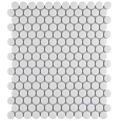 Metro Penny Glossy White 9-3/4 in. x 11-1/2 in. Porcelain Mosaic (7.97 sq. ft./Case)