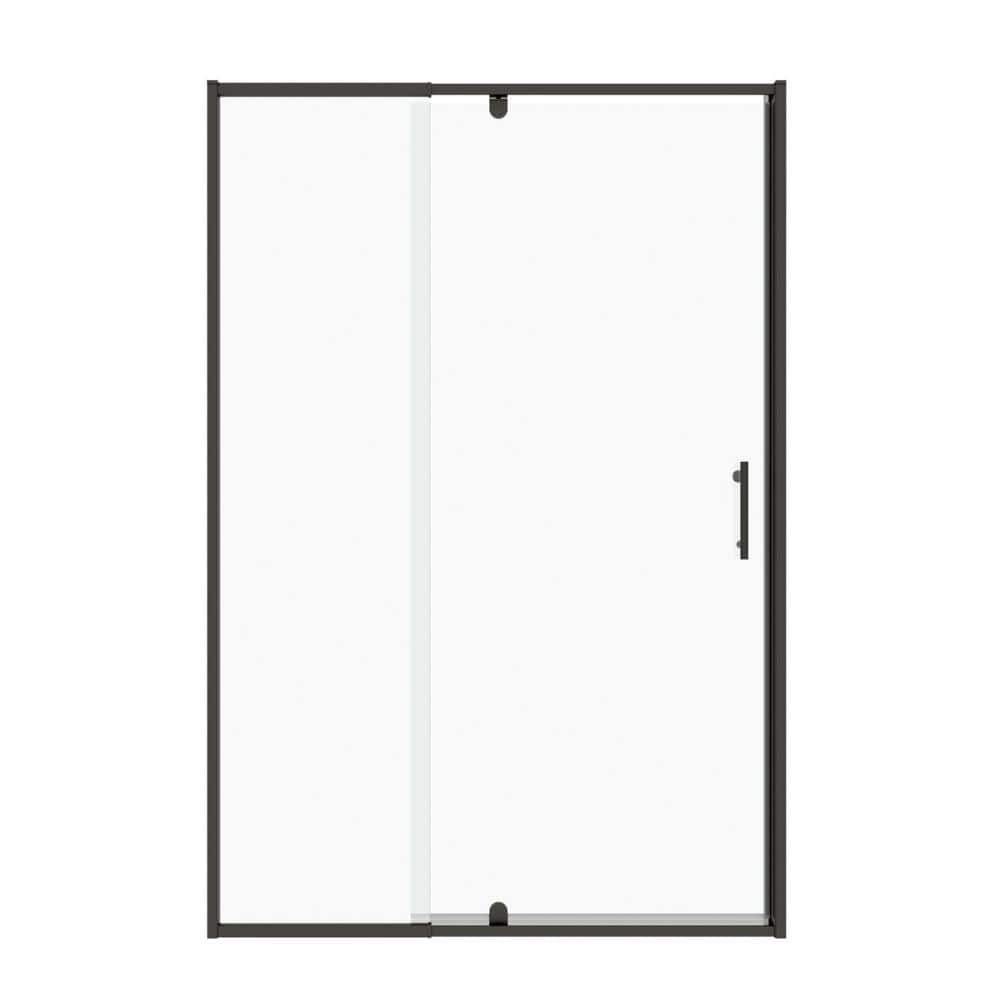 Black Framed Pivot Shower Door with Clear Glass
