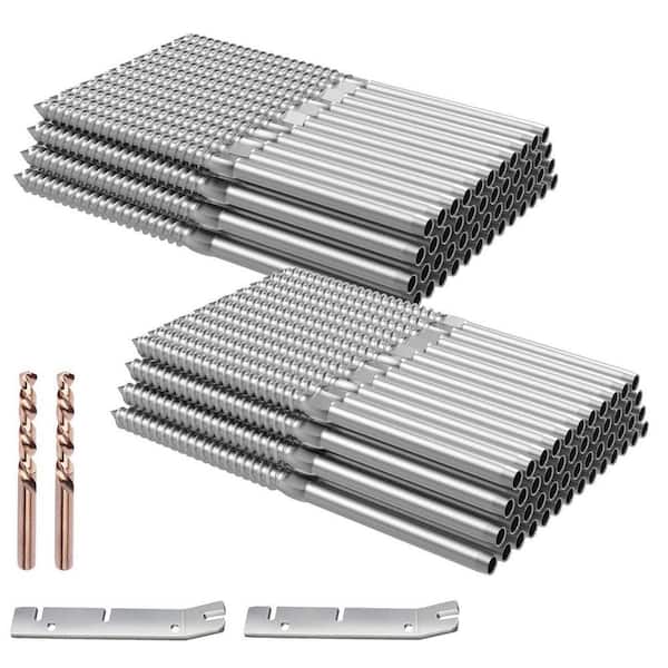 Stainless Steel Right and Left Handed Thread Swage Lag Screws for Cable Railing System, Silver (100-Pack)