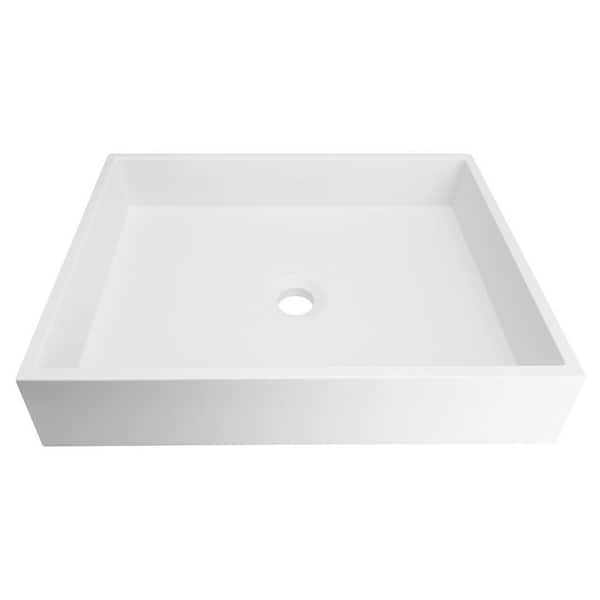 Brillare Matte White Solid Surface Rectangular Vessel Sink