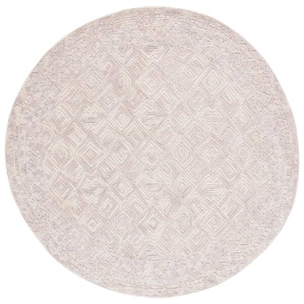 SAFAVIEH Textual Beige 6 ft. x 6 ft. Abstract Border Round Area Rug