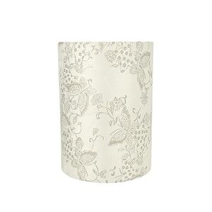8 in. x 11 in. Off White with Butterfly Pattern Drum/Cylinder Lamp Shade