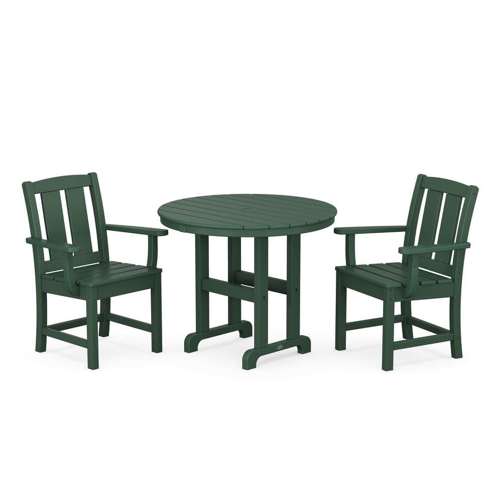 Green 3-Piece Farmhouse Outdoor Dining Set