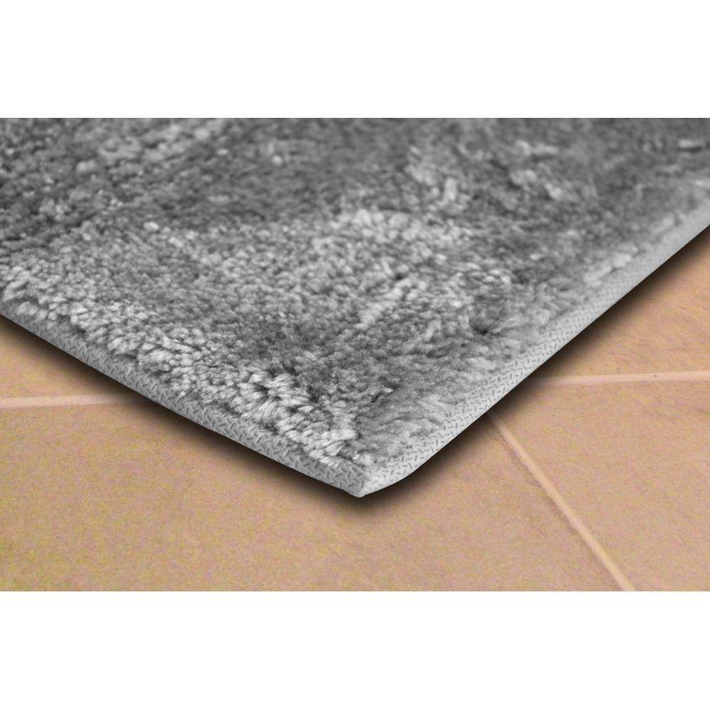 Essence Platinum Gray 22" x 60" Nylon Striped Bathroom Rug Runner