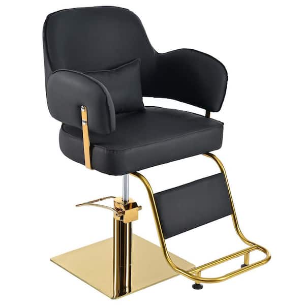 PU Leather Adjustable Barber Chair 360° Swivel Salon Chair with Hydraulic Pump for Beauty Salon Spa Equipment in Black