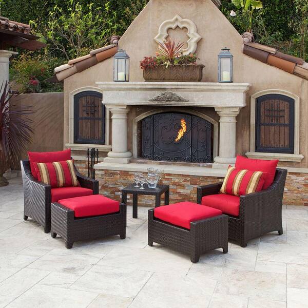 RST Brands Deco 5-Piece Patio Chat Set with Cantina Red Cushions