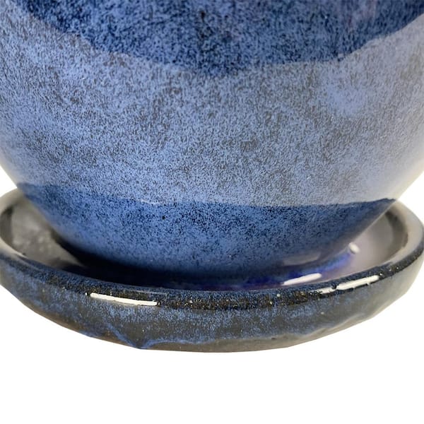 Flowerpot and Saucer 2024 in Midnight blue on Red Stoneware