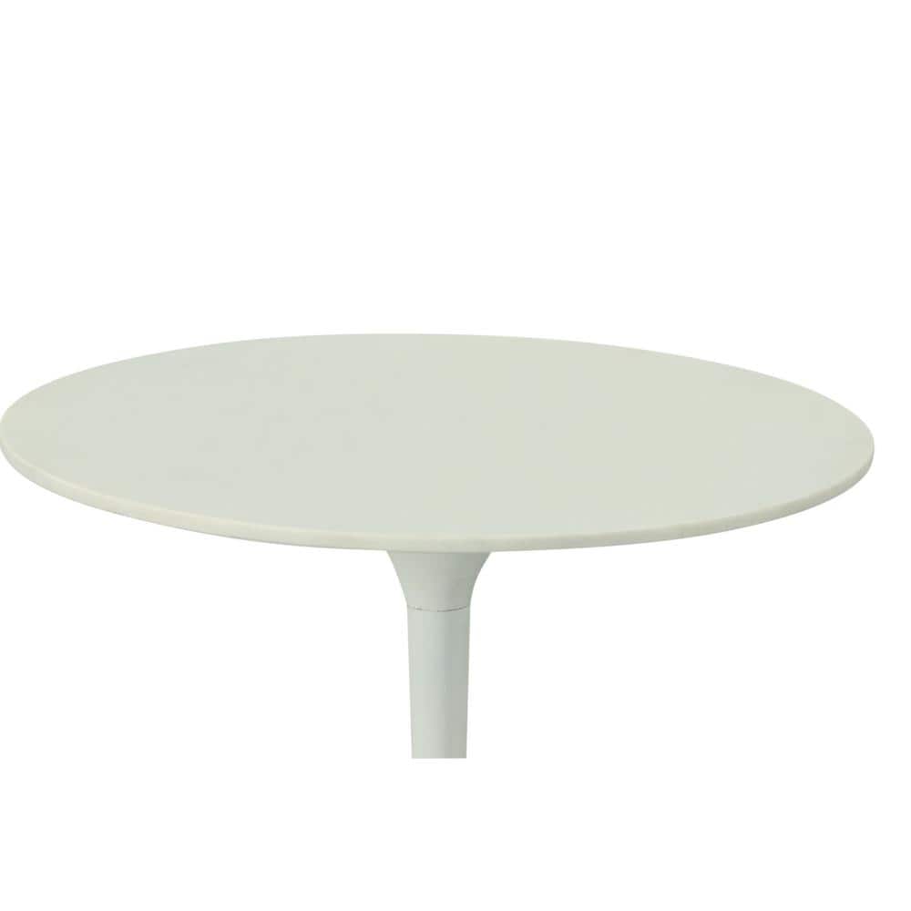 Enzo 30'' White Marble Top Round Dining Table with Metal Pedestal Base